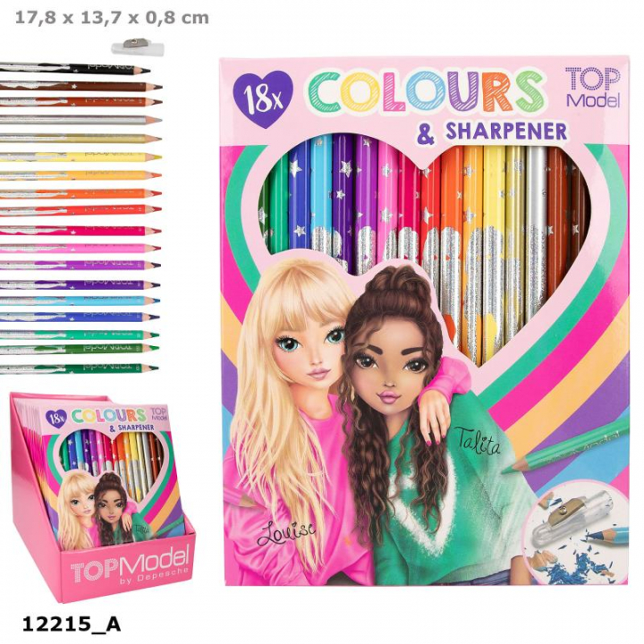 TOPModel Färgpennor M. Pennvässare, 18 - P