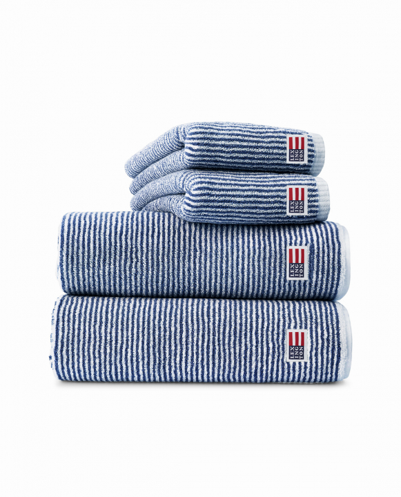 Handduk 50 x 70 cm - white/navy striped