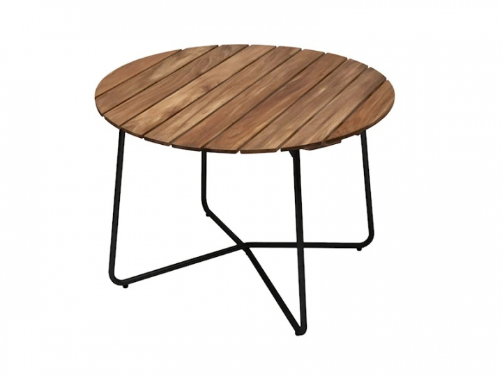 Bord 9A 100 - obehandlad teak/svart stativ