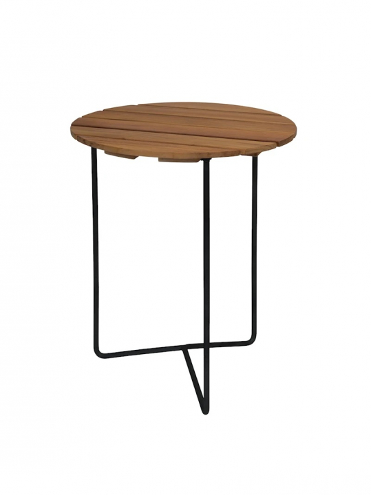Bord 6B 60 - obehandlad teak/svart stativ