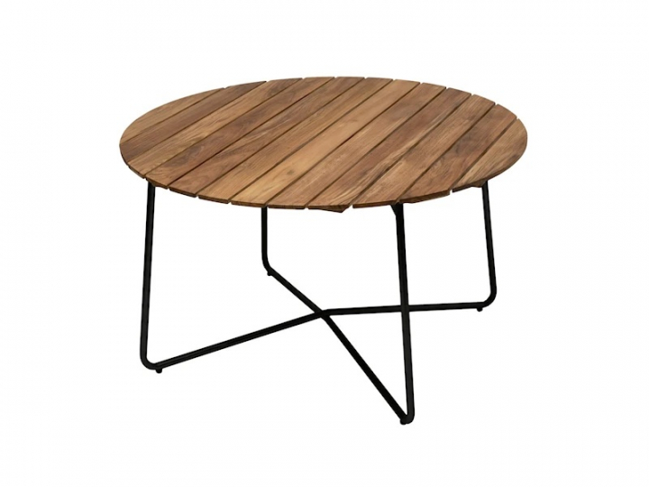 Bord 9A 120 - obehandlad teak/svart stativ