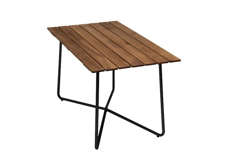 Bord B25A 120 - obehandlad teak/svart stativ