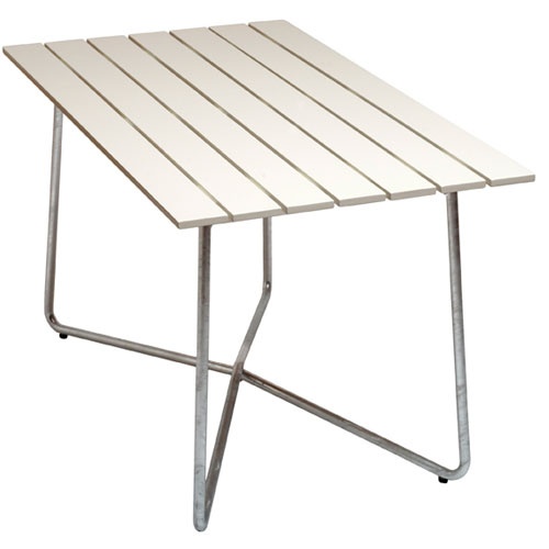 Bord B25A 120 - vitlackad ek/varmförzinkat stativ