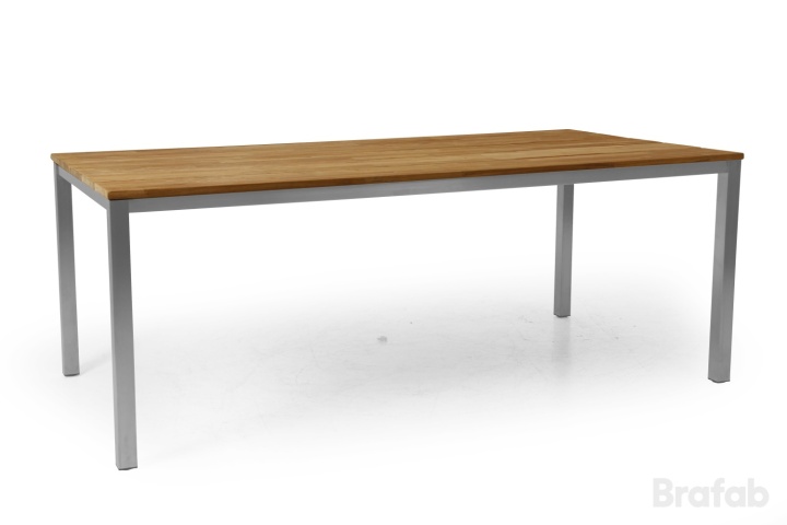 Hinton matbord 200x100x75 cm - teak/grå i gruppen Utemöbler / Material / Rostfritt stål / Bord - Rostfritt stål hos Sommarboden i Höllviken AB (1176)