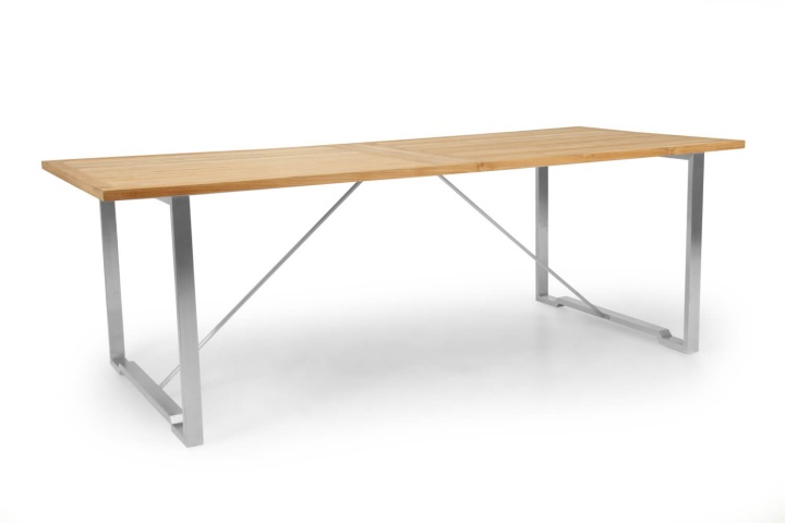 Gotland matbord 220x95 H73 cm - rostritt/teak i gruppen Utemöbler / Material / Rostfritt stål / Bord - Rostfritt stål hos Sommarboden i Höllviken AB (1216)