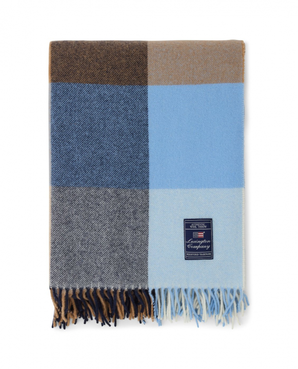 Checked wool pläd - blue/mid brown i gruppen Inredning / Textilier / Kuddar & Plädar hos Sommarboden i Höllviken AB (12210114)