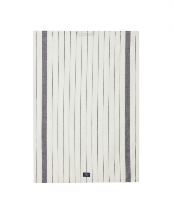 Striped Cotton/Linen Kökshandduk - White/dark Gray