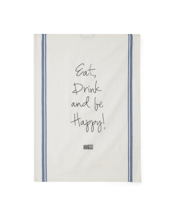 Eat & Drink Embroidered Kökshandduk - White/gray/blue