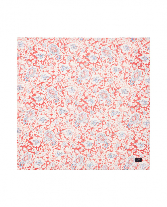 Printed Flowers Recycled Cotton Servett - Coral/white