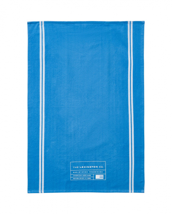 Organic Linen/Cotton Kökshandduk - Blue/white