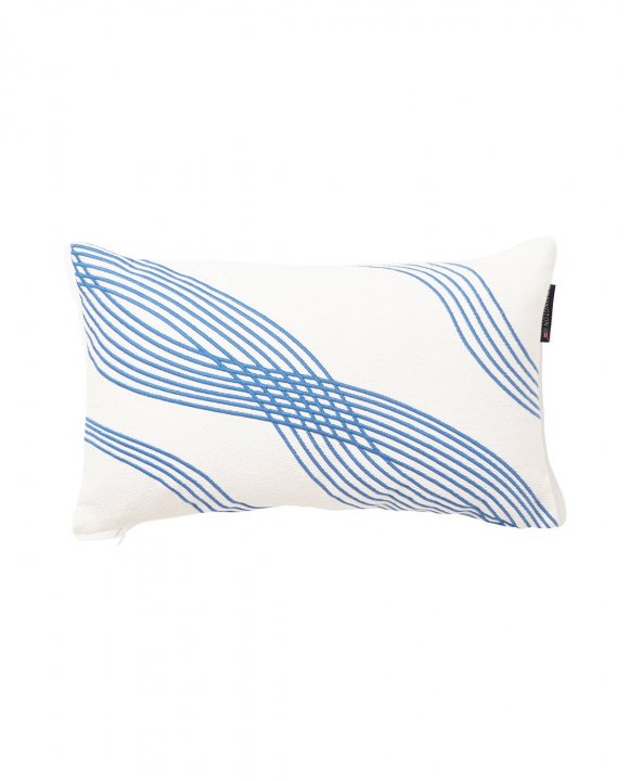 Waves Recycled Cotton Twill Kudde - White/blue