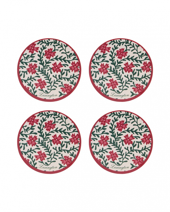 Flower glasunderlägg, 4-pack - red/green/white