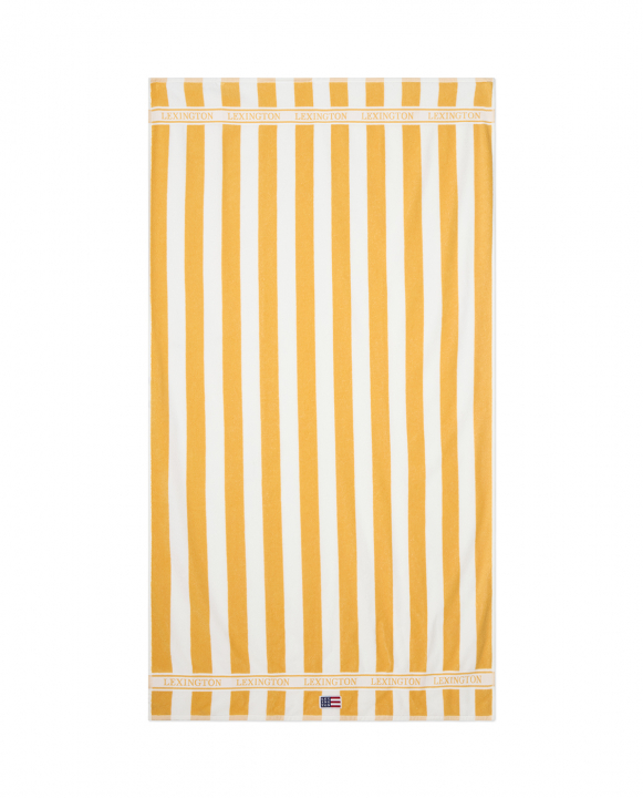 Block Striped strandhandduk - yellow/white