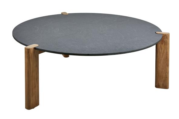 Domino soffbord Ø 90 H36 cm - teak/dark grey