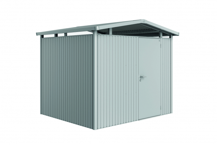 Panorama trädgårdsskjul P3 standarddörr - metallic silver