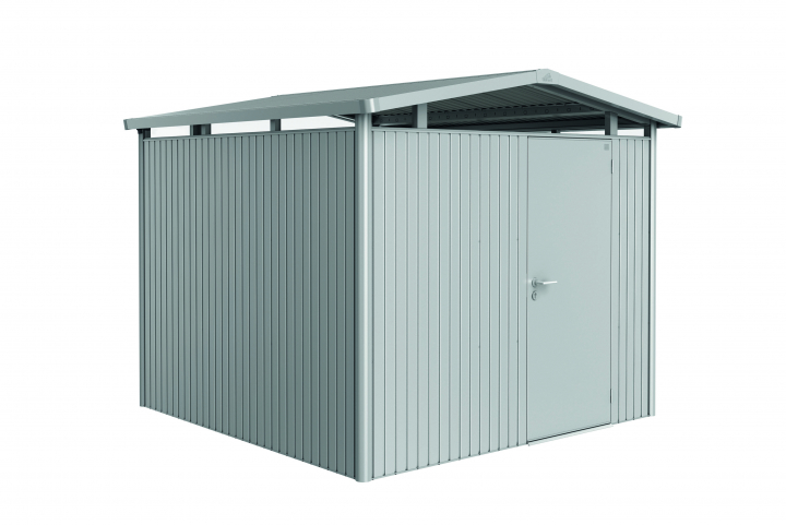 Panorama trädgårdsskjul P4 standarddörr - metallic silver
