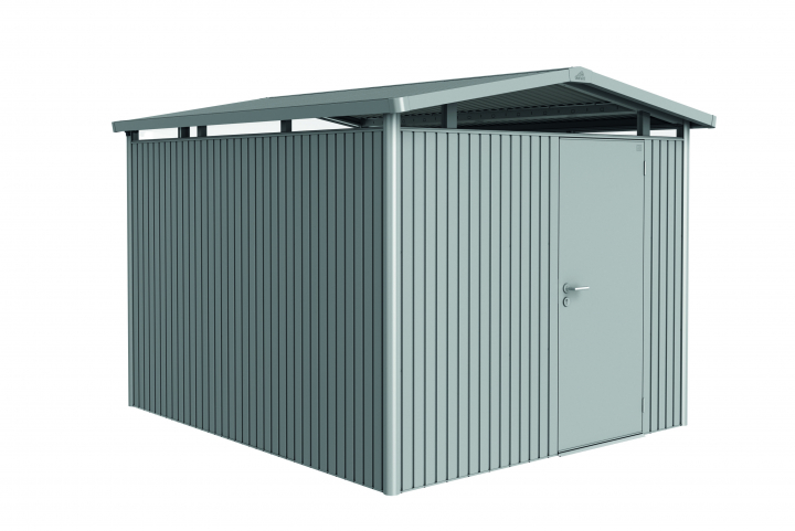 Panorama trädgårdsskjul P5 standarddörr - metallic silver