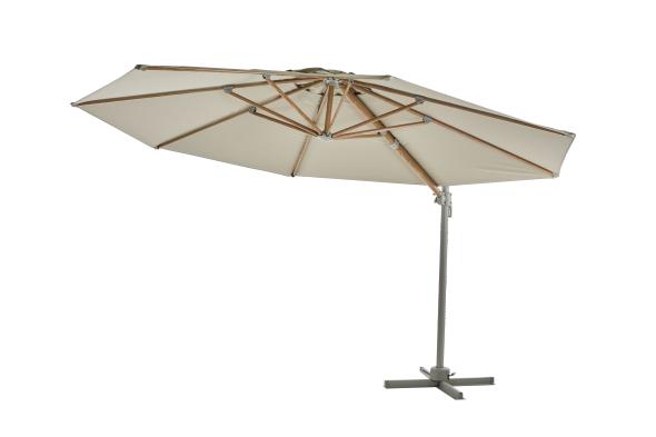 Luzzi frihängande parasoll Ø 3,5 m - light grey/khaki
