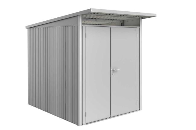 AvantGarde Trädgårdsskjul, Storlek A2, Dubbeldörr Smal - Metallic Silv