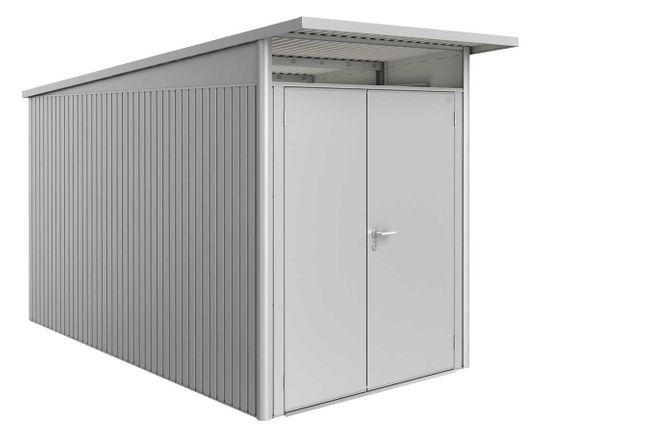 AvantGarde Trädgårdsskjul, Storlek A4, Dubbeldörr Smal - Metallic Silv