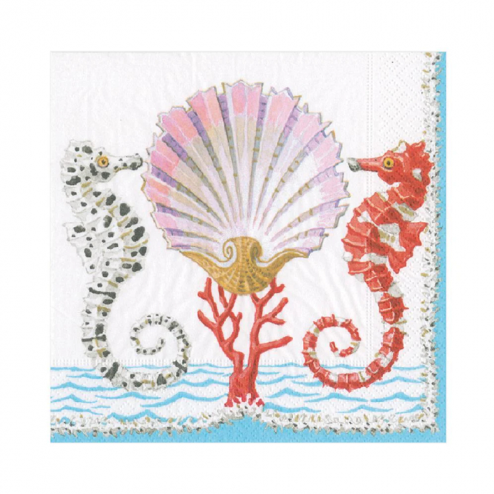 Seahorses & Shell servetter, 20-pack