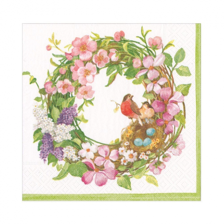 Spring Wreath servetter, 20-pack