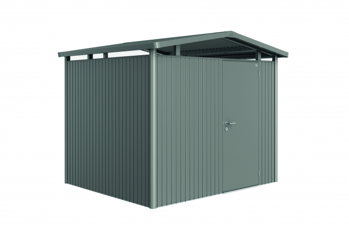 Panorama trädgårdsskjul P3 standarddörr - metallic kvarts-grå