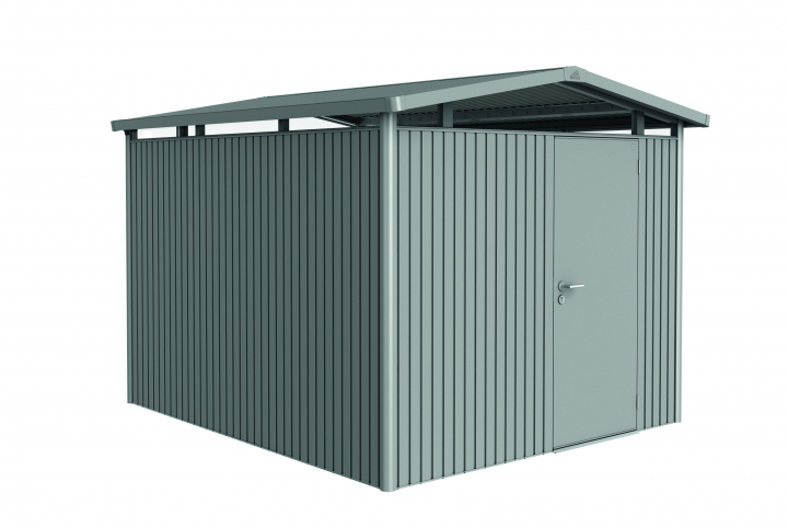 Panorama trädgårdsskjul P5 standarddörr - metallic kvarts-grå