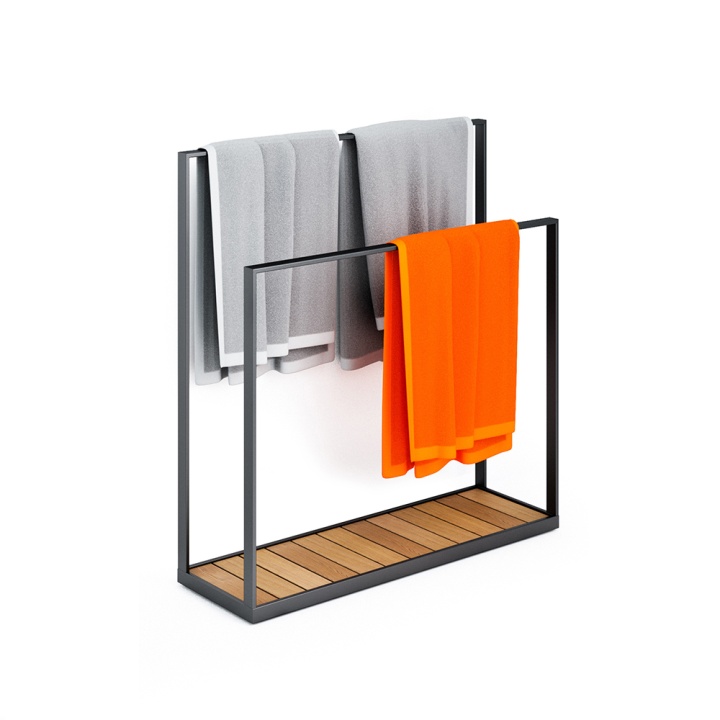Garden Towel Hanger Floor 890 - antracit / teak i gruppen Utemöbler / Material / Rostfritt stål / Övrigt - Rostfritt stål hos Sommarboden i Höllviken AB (200171-R)