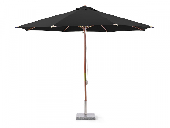 Lyxparasoll trä Ø 335 cm - svart