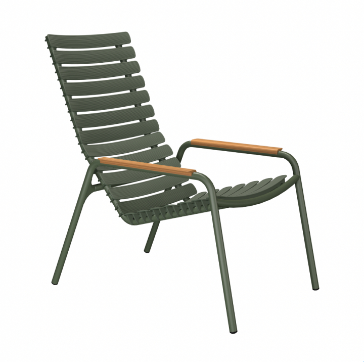 ReCLIPS loungestol - olive green/bamboo