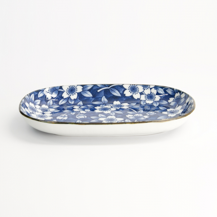 Tokyo Blue Sakura fat 18,7x13 cm - blå-vit