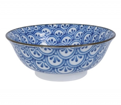 Japansk Ramenskål Ø 20,5 Cm - Blå/vit