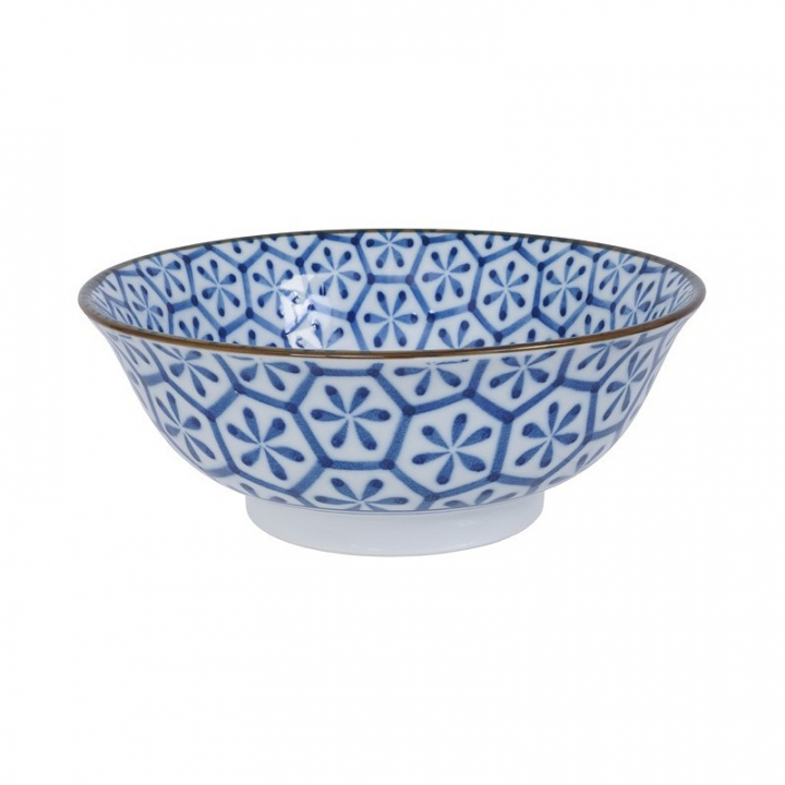 Japansk Ramenskål Ø 20,5 Cm - Blå/vit