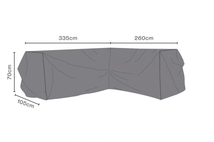Hörnsoffskydd L260/R335x105xH70 cm, andas - svart