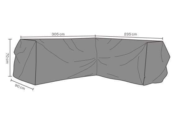 Hörnsoffskydd R305/L235x90xH70 cm, andas - svart