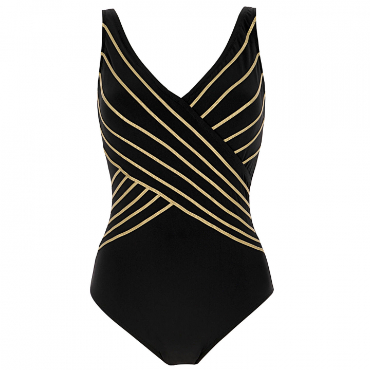 Embrace V - Neck Baddräkt - Svart/guld 44