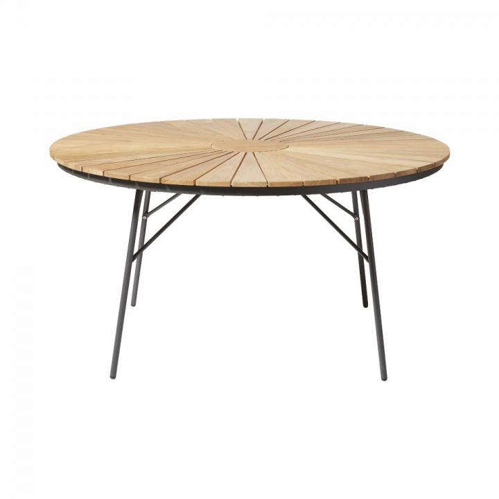Ellen trädgårdsbord Ø 150 H74 cm - antracit/teak