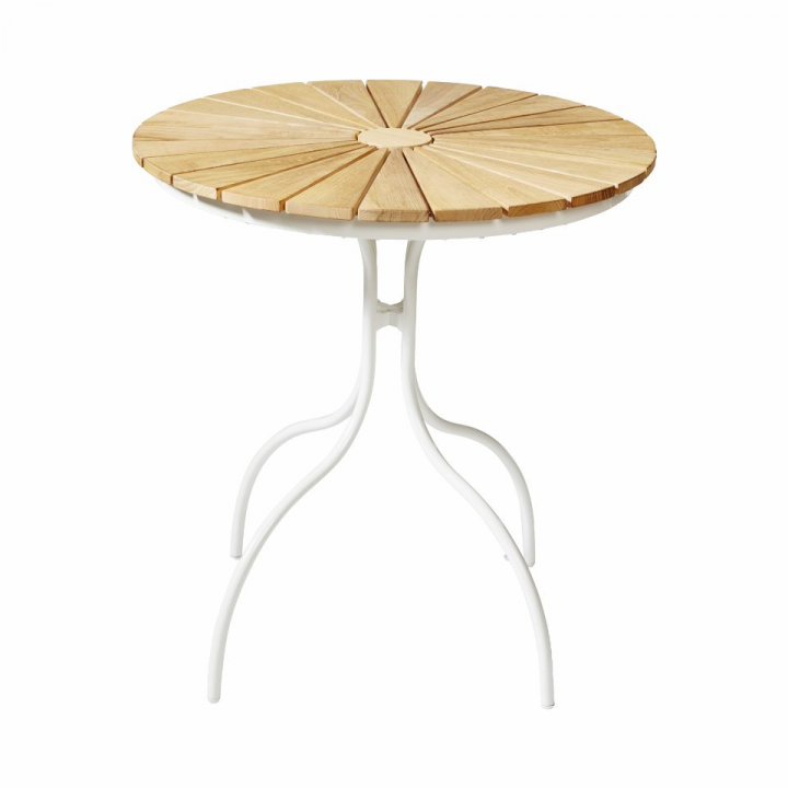 Ellen cafébord Ø 80 H74 cm - vit/teak