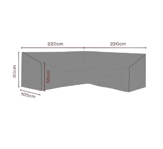 Hörnsoffskydd 220/220x105xH80 cm, andas - svart
