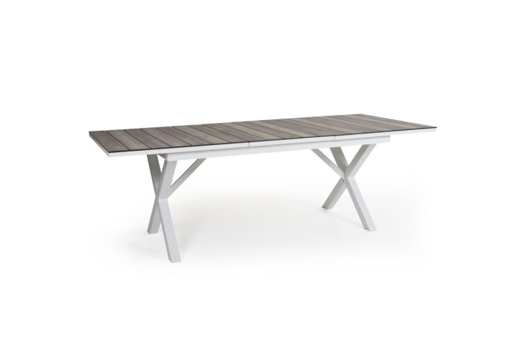 Hillmond matbord förlängningsbart 160/220x100 - vit/natur i gruppen Utemöbler / Material / Aluminiummöbler / Matbord - Aluminiummöbler hos Sommarboden i Höllviken AB (2647-50-26)