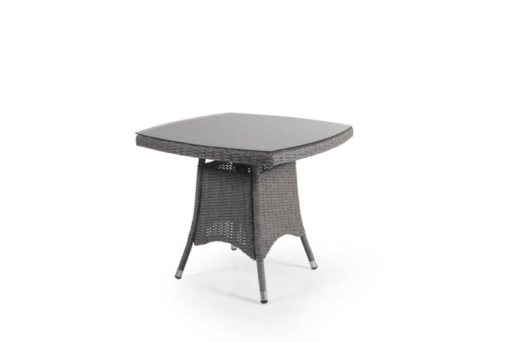Ashfield soffbord med glas 80x80 - grå i gruppen Utemöbler / Material / Konstrottingmöbler / Soffbord & Sidobord - Konstrottingmöbler hos Sommarboden i Höllviken AB (3757-71)