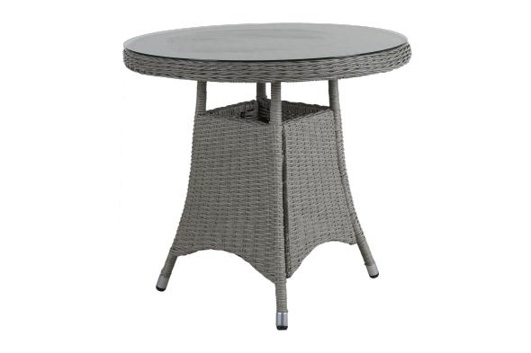Hornbrook matbord Ø 80 H73 cm - grå/glas i gruppen Utemöbler / Material / Konstrottingmöbler / Matbord - Konstrottingmöbler hos Sommarboden i Höllviken AB (3887-71)