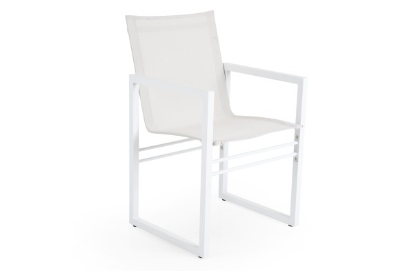 Vevi karmstol - vit/offwhite textilene i gruppen Utemöbler / Material / Aluminiummöbler / Stolar - Aluminiummöbler hos Sommarboden i Höllviken AB (4021-05-51)