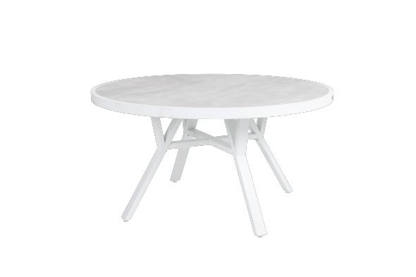Samvaro matbord Ø 140 H73 cm - vit/grå glas