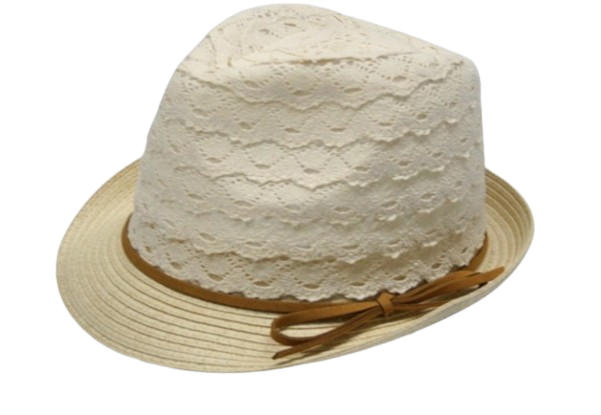 Trilby Stråhatt Med Spets Dam, L - Beige
