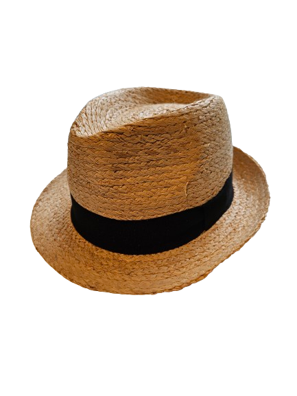 Trilby Stråhatt Med Svart Band, M - Natur
