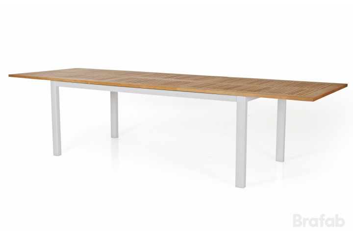 Lyon matbord teak 224-304x100 cm - vit i gruppen Utemöbler / Material / Aluminiummöbler / Bord - Aluminiummöbler hos Sommarboden i Höllviken AB (4743-50)