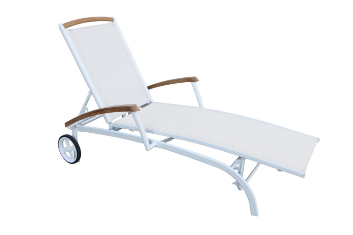 Andy vilsäng - vit/offwhite teak