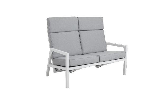 Belfort 2-sits soffa, ställbar - vit/pearl grey dyna i gruppen Utemöbler / Material / Aluminiummöbler / Lounge - Aluminiummöbler hos Sommarboden i Höllviken AB (4782-5-07)